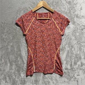 Athleta  Pop Space Dye Short Sleeve Top Size XS Rear Zip Pocket Work Out Apparel